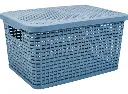 CAJA RATTAN C/TAPA CHICA L 29.3 AZUL TURQUIA CRCH0079