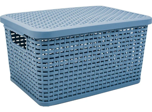 [162-190] CAJA RATTAN C/TAPA CHICA L 29.3 AZUL TURQUIA CRCH0079